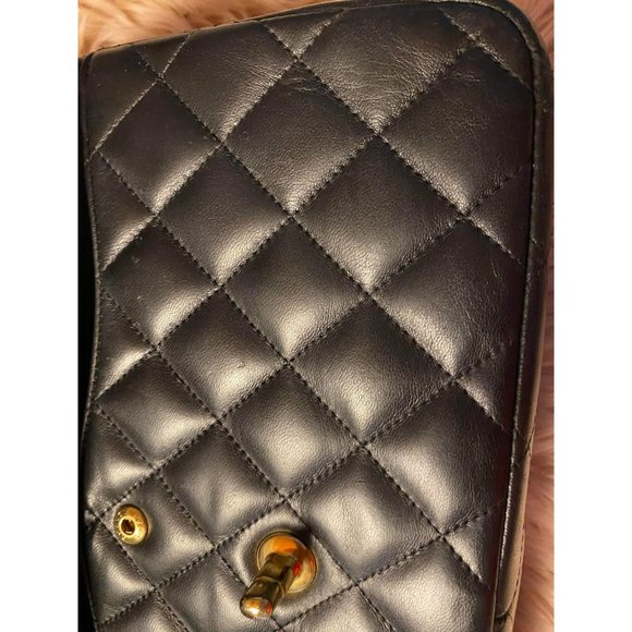 100% Authentic CHANEL Quilted Double Flap Jumbo Lambskin Black Shoulder Bag - Picture 10 of 16